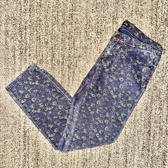 Urban Outfitters Womedn's BDG Mid-Rise Purple Floral Skinny Jeans 31x30 - Picture 1 of 11